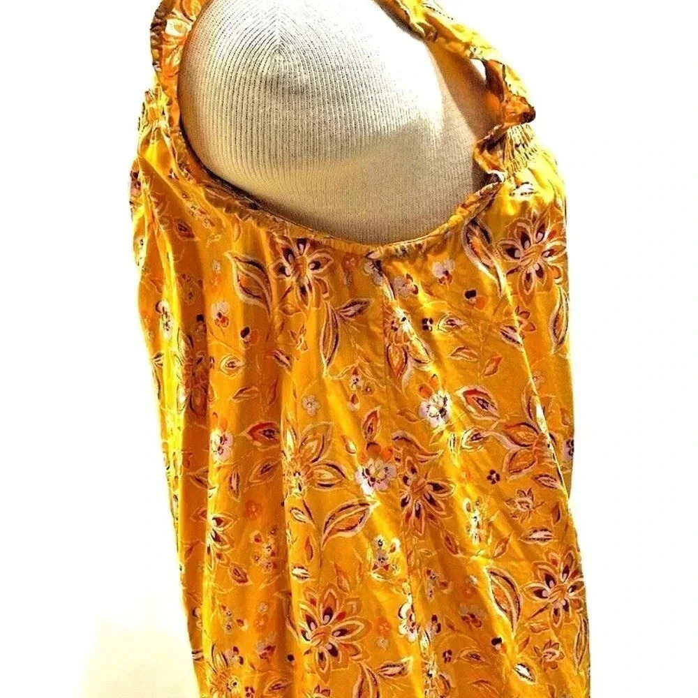 BEACH LUNCH LOUNGE Women Sleeveless Pullover Orange Floral Shirt Petite Small - Picture 4 of 9